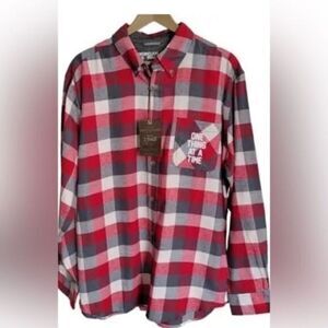 NWT Unisex Morgan Wallen Red Plaid Flannel Button Down Shirt “One Thing” - 2XL